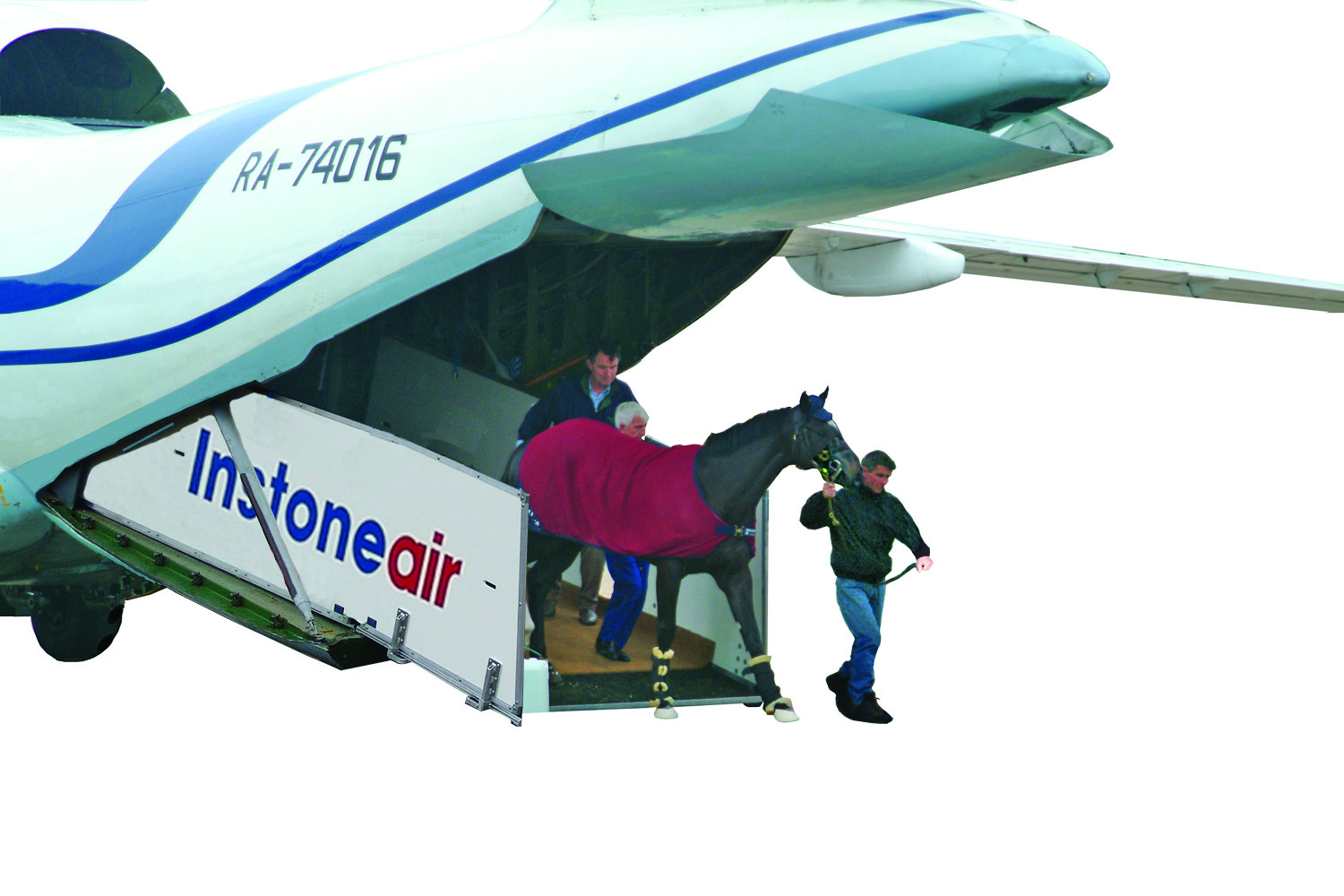 436 - back of plane with ramp and horse - copy 5 ATI ramp with horse at Stansted